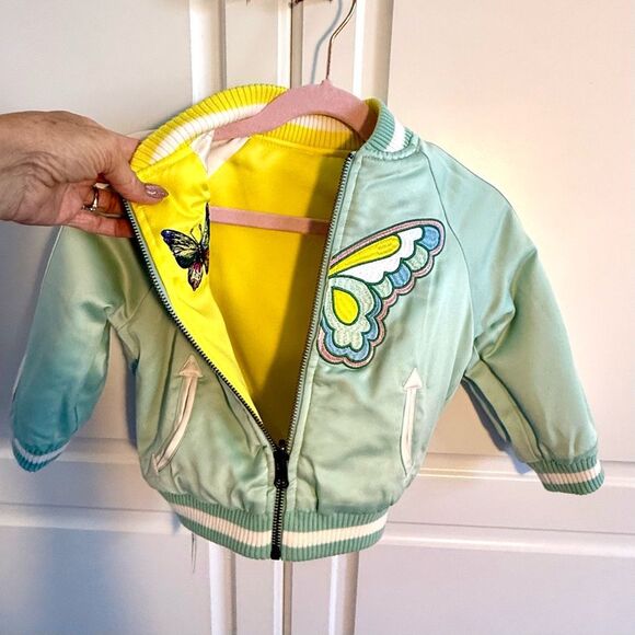 NWT Stella  McCartney Kids Reversible Butterfly Bomber Jacket.  Size 2 - Picture 9 of 15